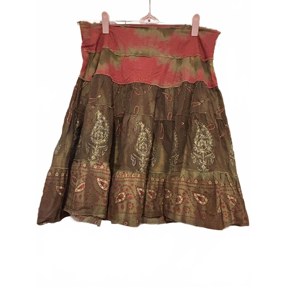Womens BeBe boho beachy gypsy multicolored skirt‎ sz M #327